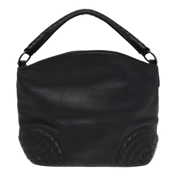 BOTTEGA VENETA INTRECCIATO Shoulder Bag Leather Black Auth ki4752 - Picture 4 of 16